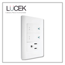 LCK- PLACA CON 2 INTERRUPTORES DE ESCALERA Y 1 CONTACTO DE 1 MÓDULO