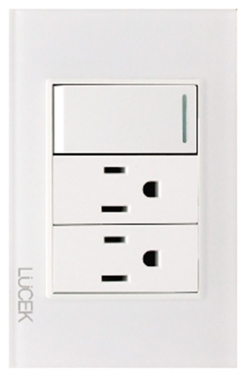 LCK- PLACA CON 1 INTERRUPTOR SENCILLO Y 2 CONTACTOS CRISTAL BLANCO