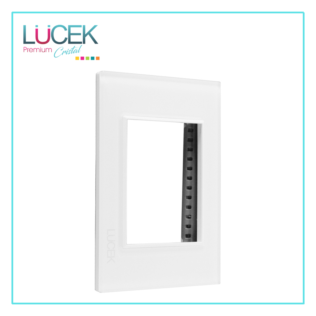 LCK- PLACA METÁLICA DE 3 MÓDULOS CRISTAL BLANCO