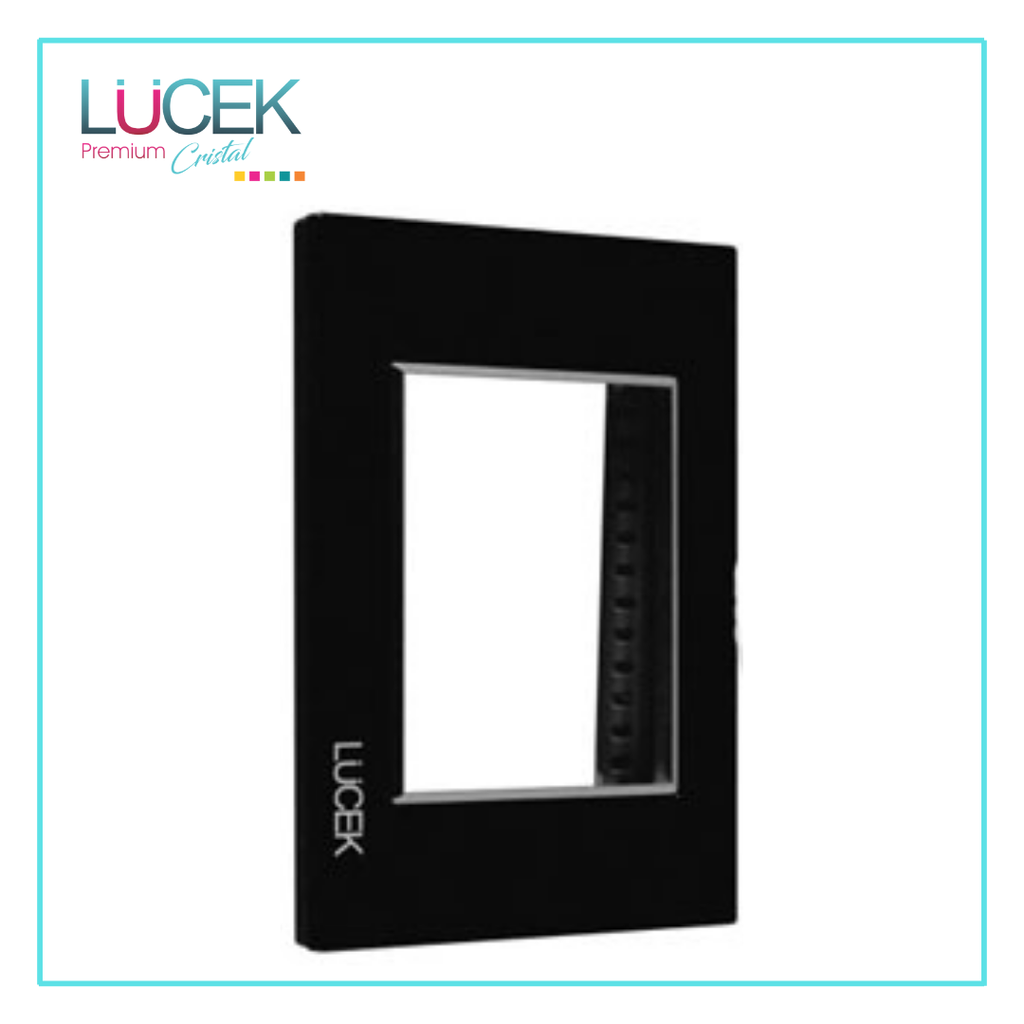 LCK- PLACA METÁLICA DE 3 MÓDULOS CRISTAL NEGRO