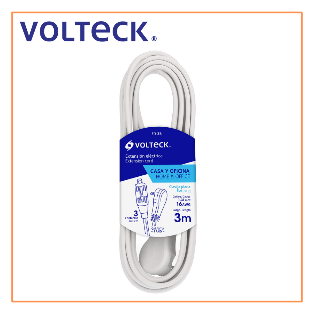 TRU- EXTENSIÓN ELÉCTRICA DOMÉSTICA 3M BLANCA VOLTECH