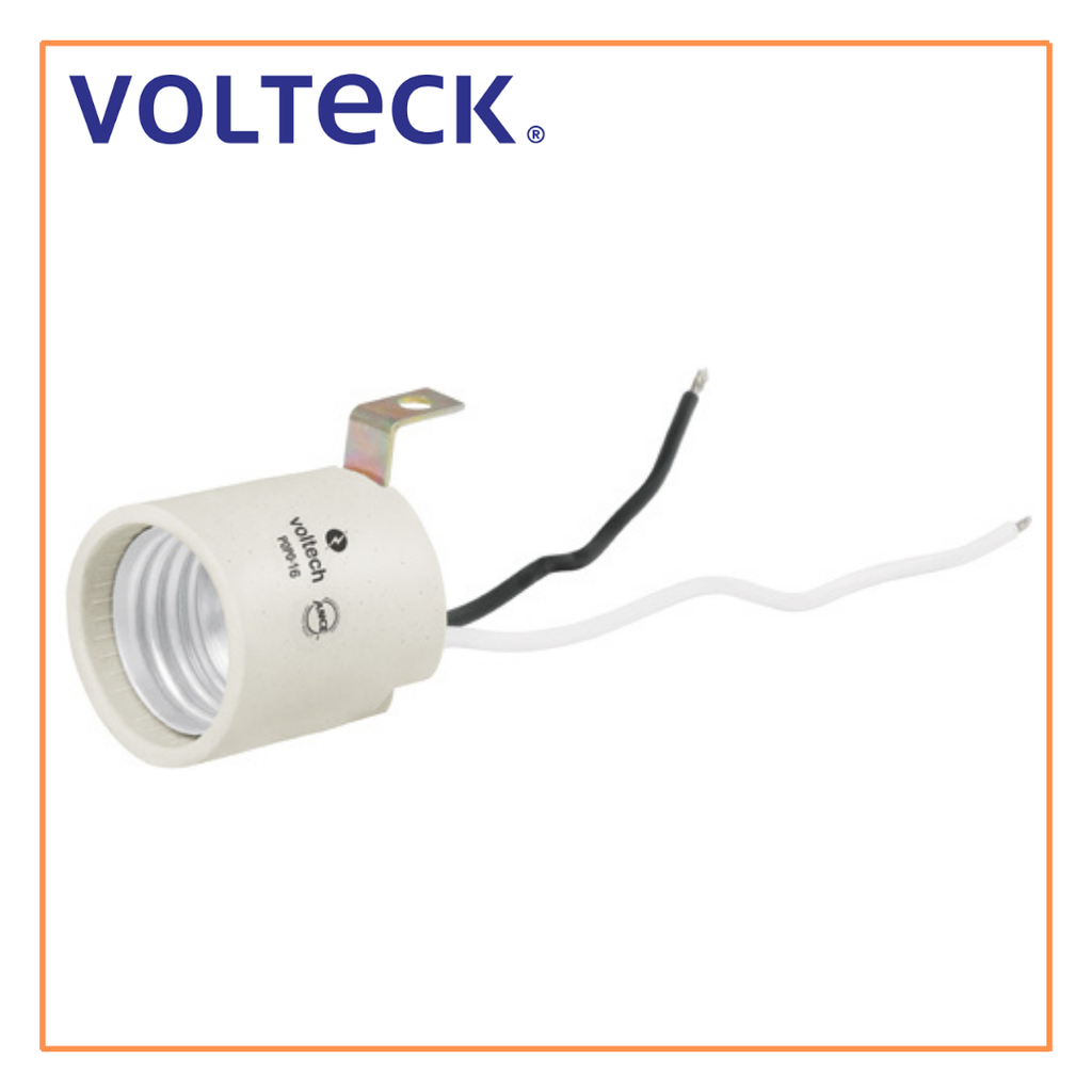 TRU - PORTALÁMPARA DE PORCELANA, SOPORTE TIPO ESCUADRA, VOLTECK