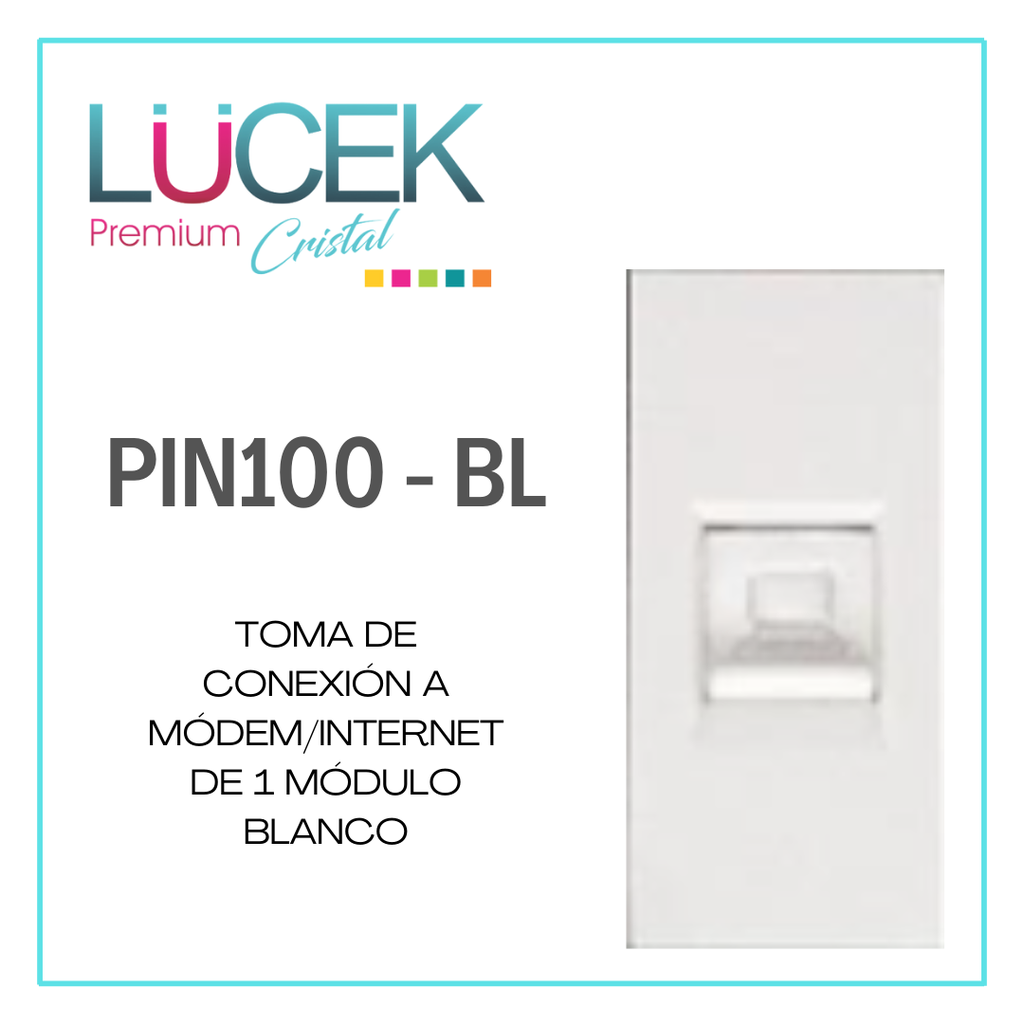 [PIN100-BL] LCK- TOMA DE CONEXIÓN A MÓDEM /INTERNET DE 1 MÓDULO BLANCO