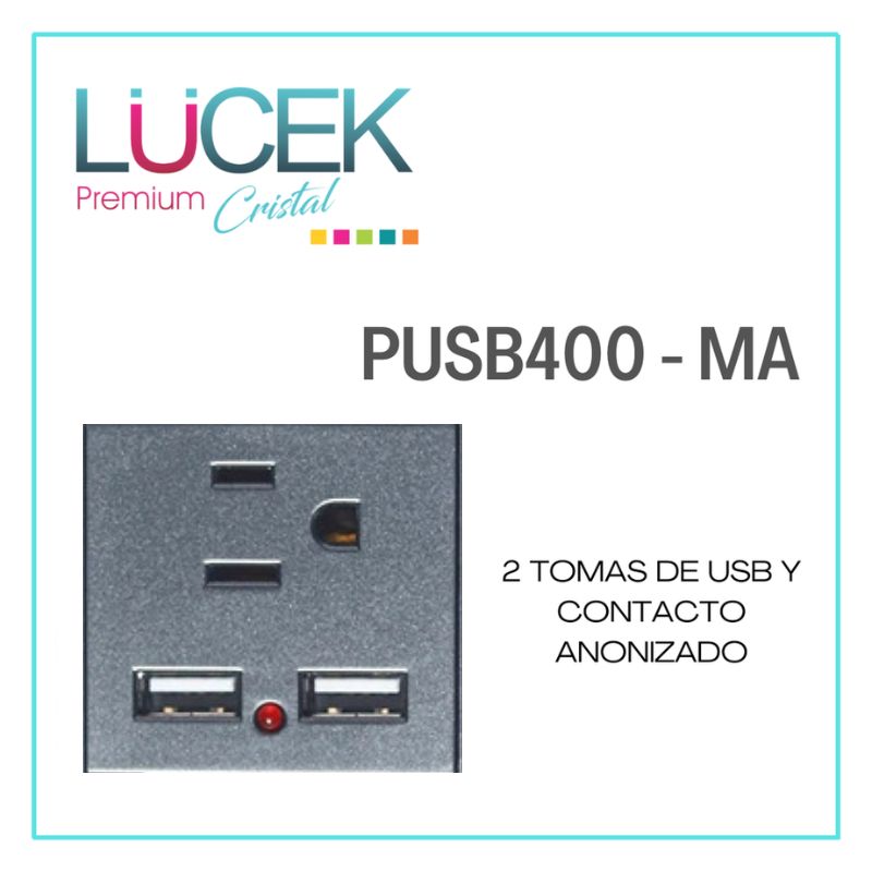LCK- 2 TOMAS DE USB Y CONTACTO ANODIZADO