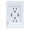 LCK- PLACA CON CONTACTO DUPLEX Y 2 USB CRISTAL BLANCO