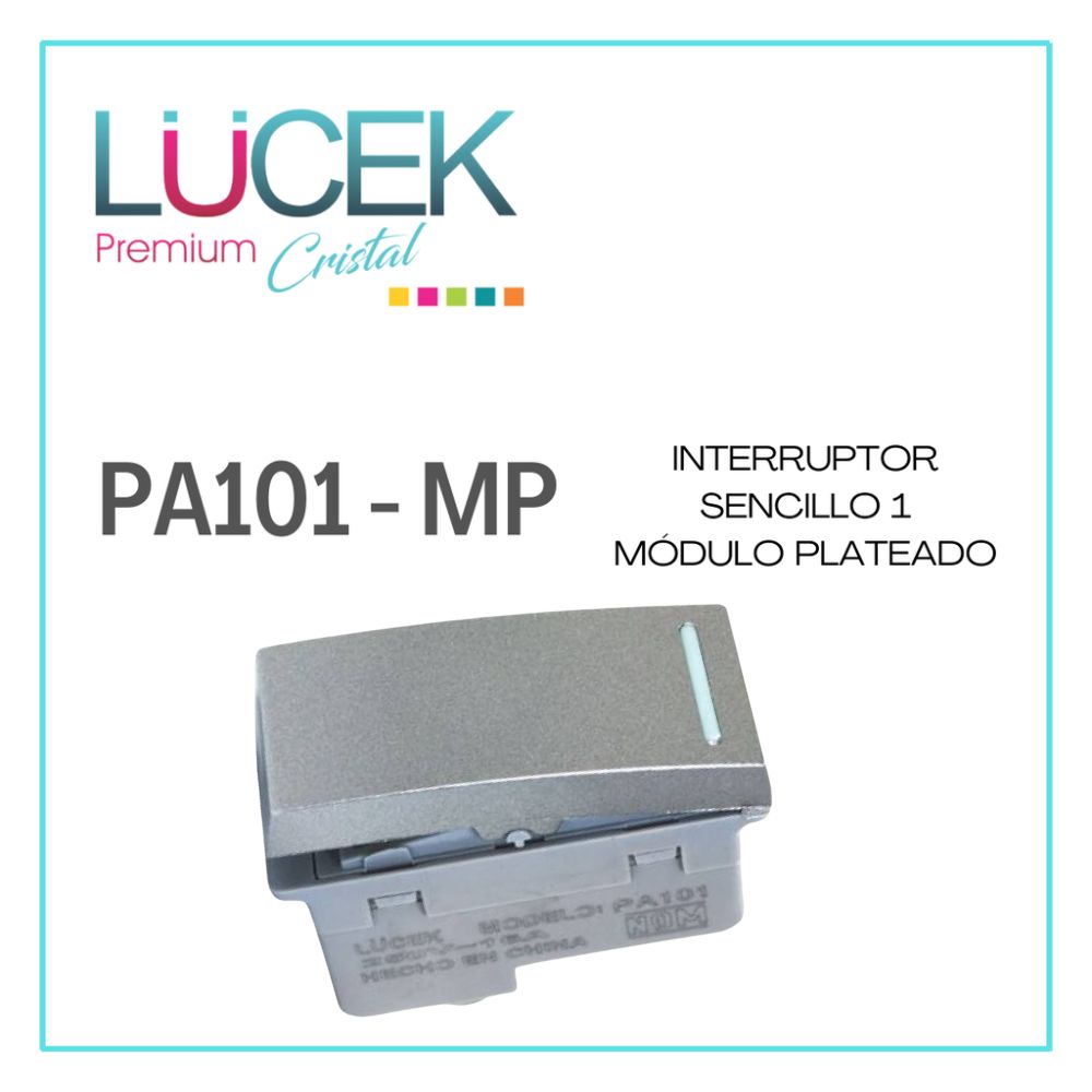 [PA101-MP] LCK- INTERRUPTOR SENCILLO DE 1 MÓDULO PLATEADO