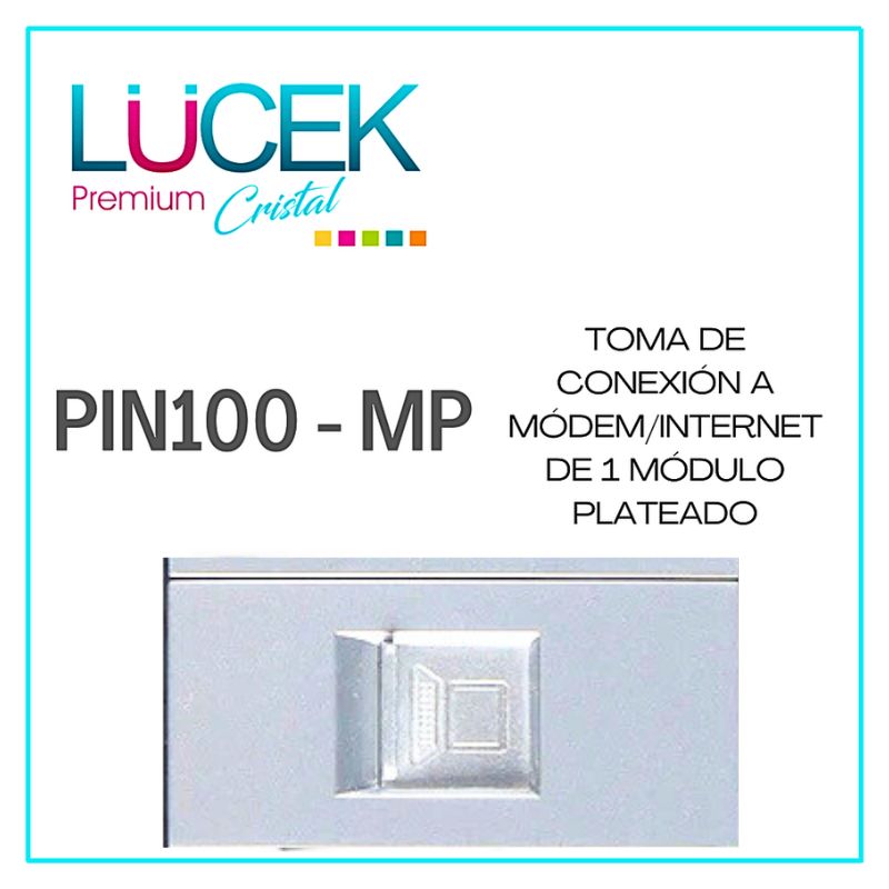 [PIN100-MP] LCK- TOMA DE CONEXIÓN A MÓDEM/INTERNET DE 1 MÓDULO PLATEADO