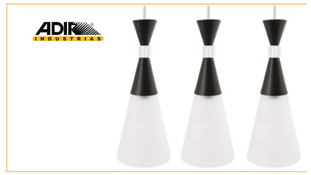 [5179] ADI- CANDIL COLGANTE 3 LUMINARIAS CONO NEGRO