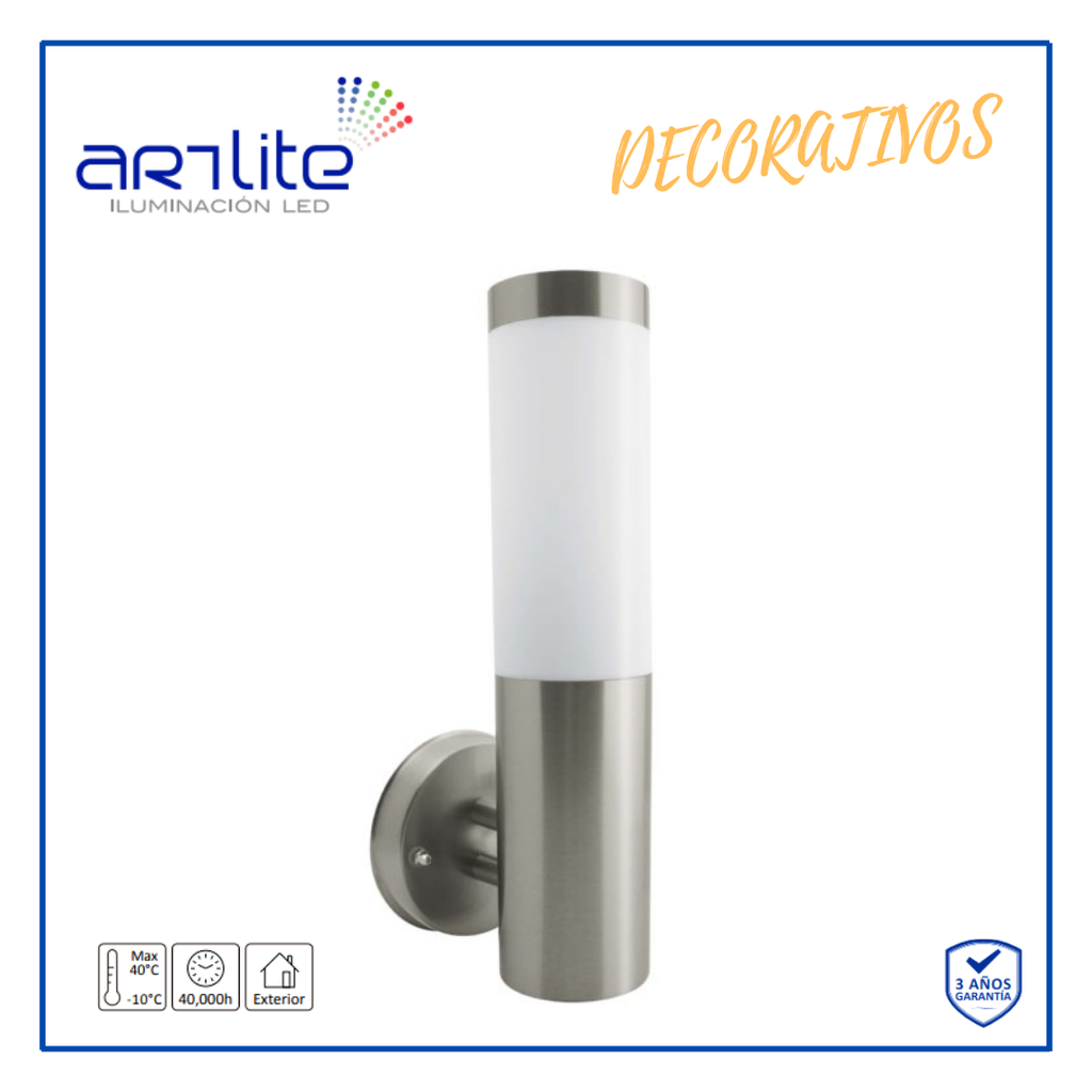 INN- LUMINARIA PARED CILINDRO ACERO INOX E26