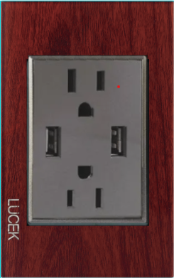 LCK- PLACA CON CONTACTO DUPLEX Y 2 ENTRADAS DE USB. MADERA OSCURO