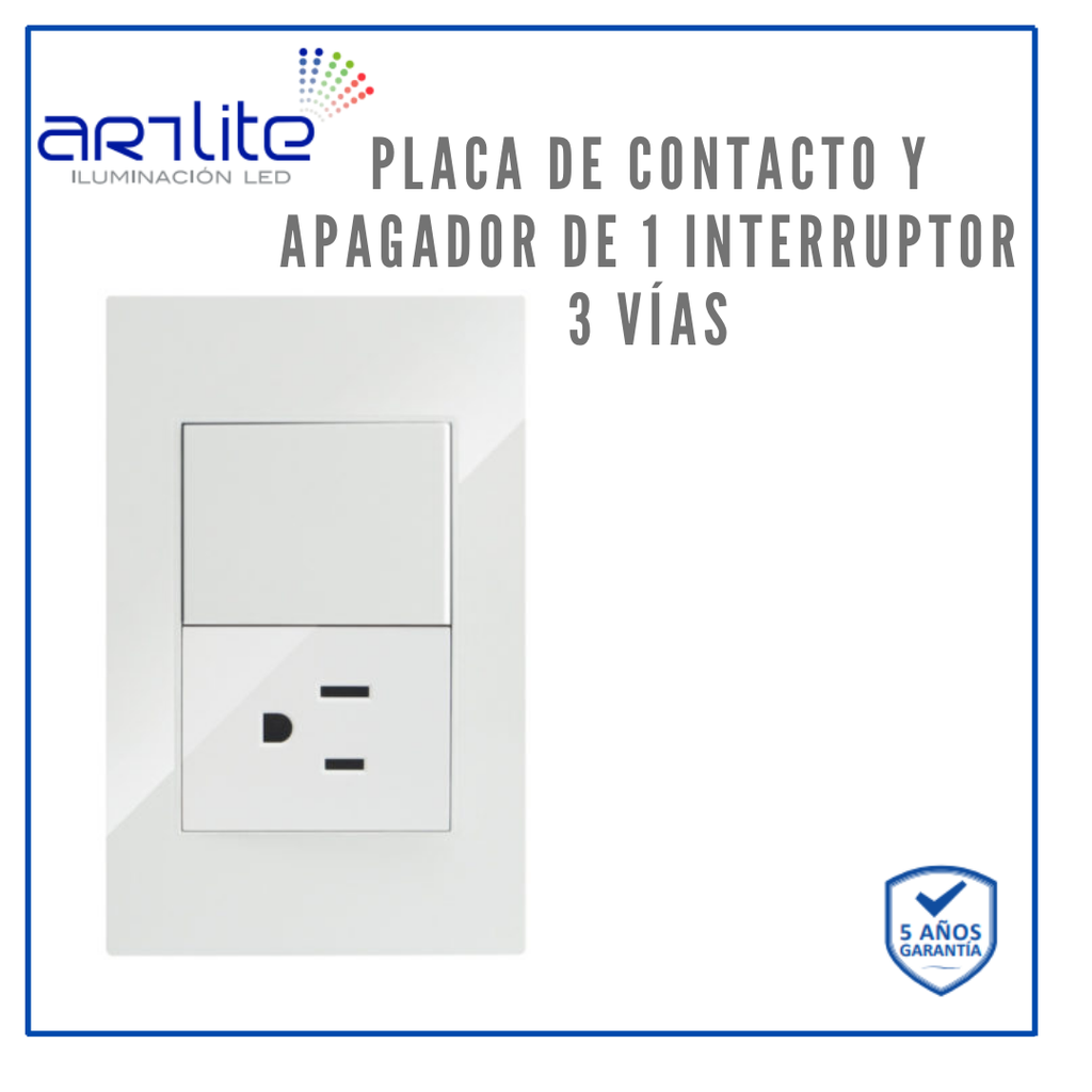 [APL-205] INN- PLACA 1 CONTACTO Y 1 INTERRUPTOR 3 VIAS BCO