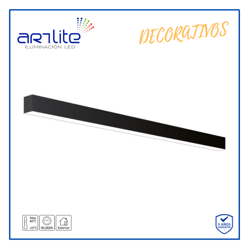 INN- DECORATIVO COLGANTE LED LINEAL 45W 1.2M ALUMINIO NEGRO BLANCO FRÍO