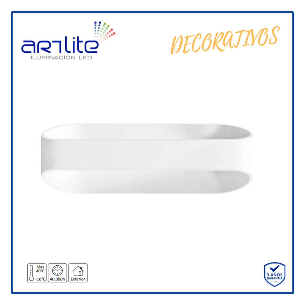 [ADE-007] INN- LUMINARIA PARED ÓVALO BLANCO EXTERIOR BLANCO FRÍO 12W