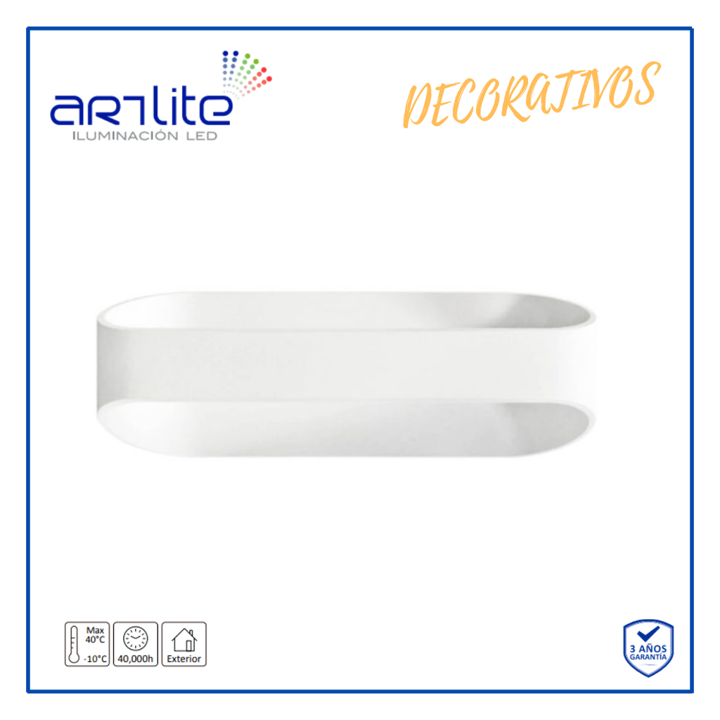 INN- LUMINARIA PARED ÓVALO BLANCO EXTERIOR BLANCO FRÍO 12W