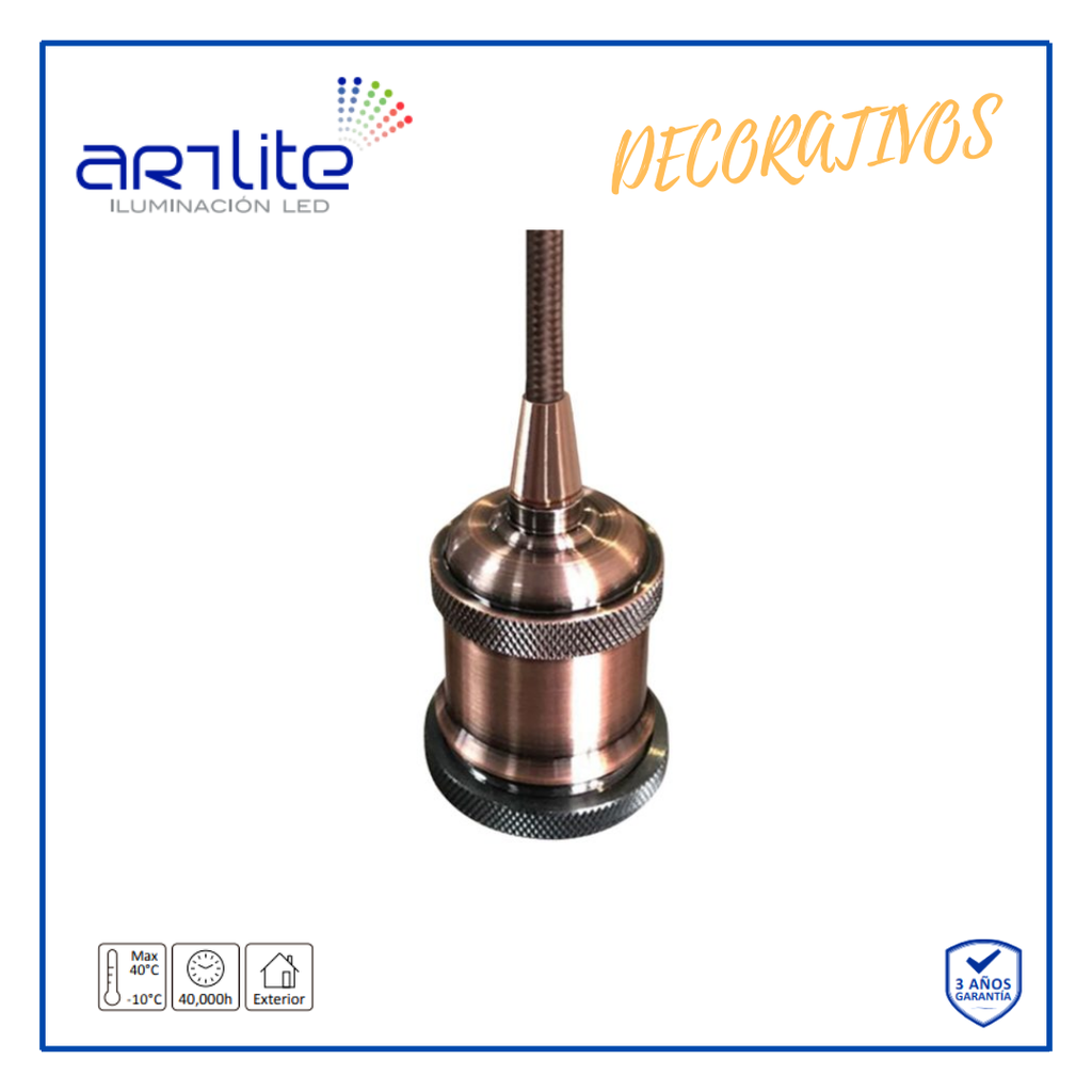 [ADE-603] INN- COLGANTE VINTAGE BULBO E26 COBRE ANTIGUO