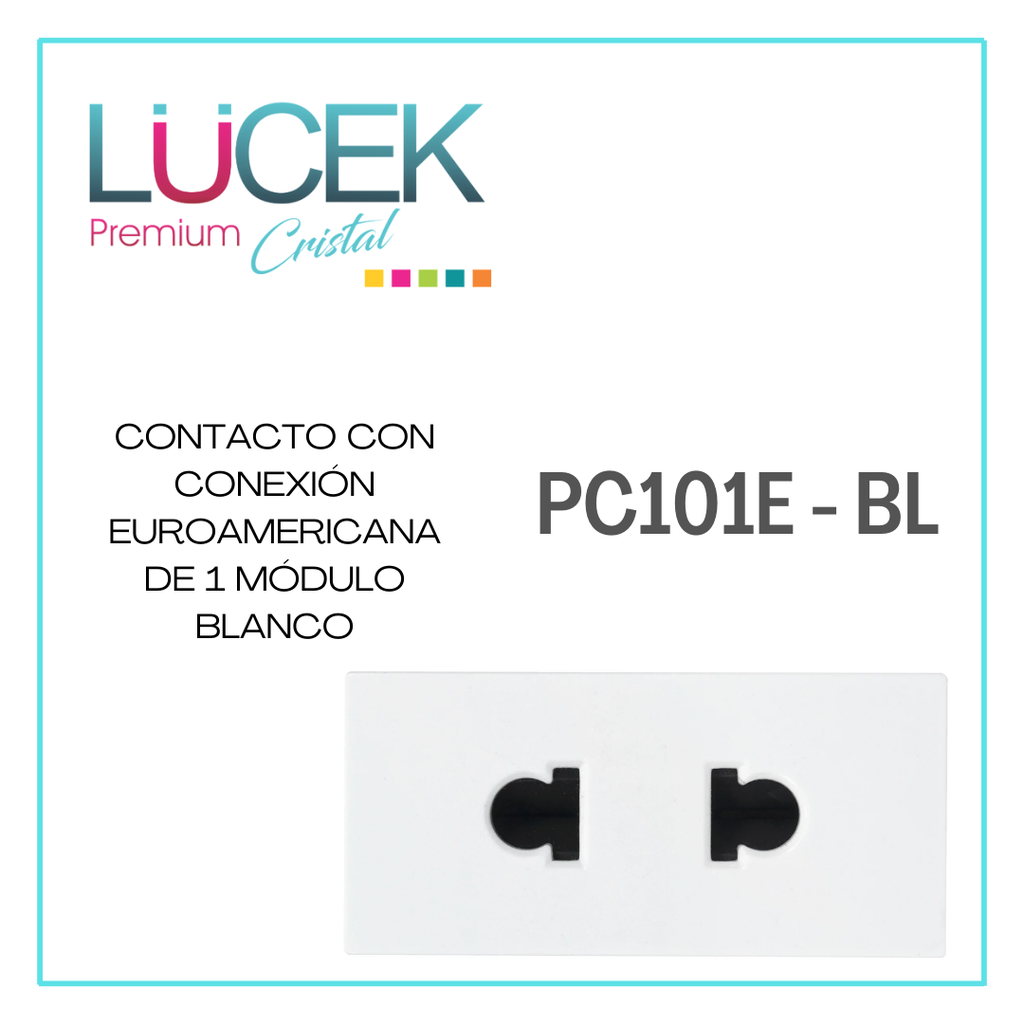 [PC101E-BL] LCK- CONTACTO EUROAMERICANO DE 1 MÓDULO BLANCO