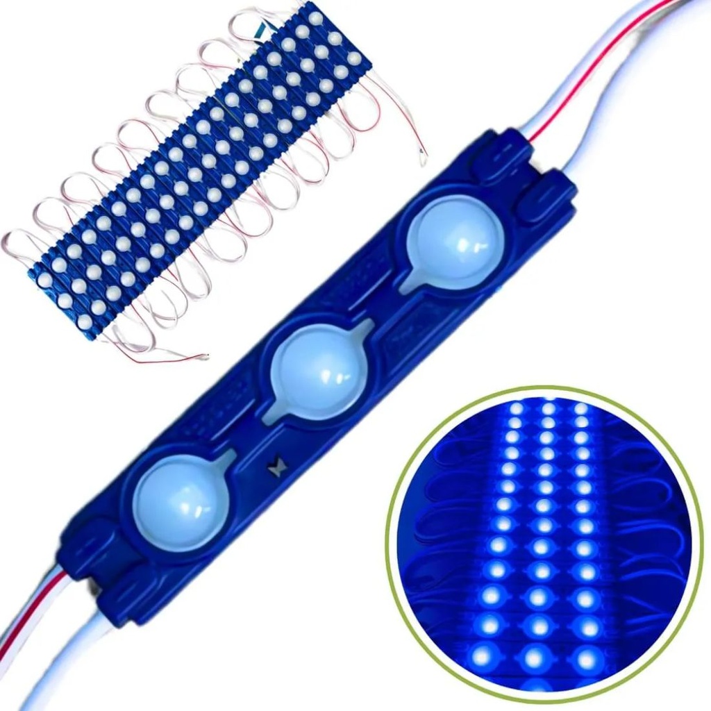 20pz MÓDULOS DE 3 LED SMD EXTERIOR 12v AZUL
