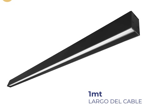 INN- DECORATIVO COLGANTE LED LINEAL 45W 1.2M ALUMINIO NEGRO BLANCO CÁLIDO