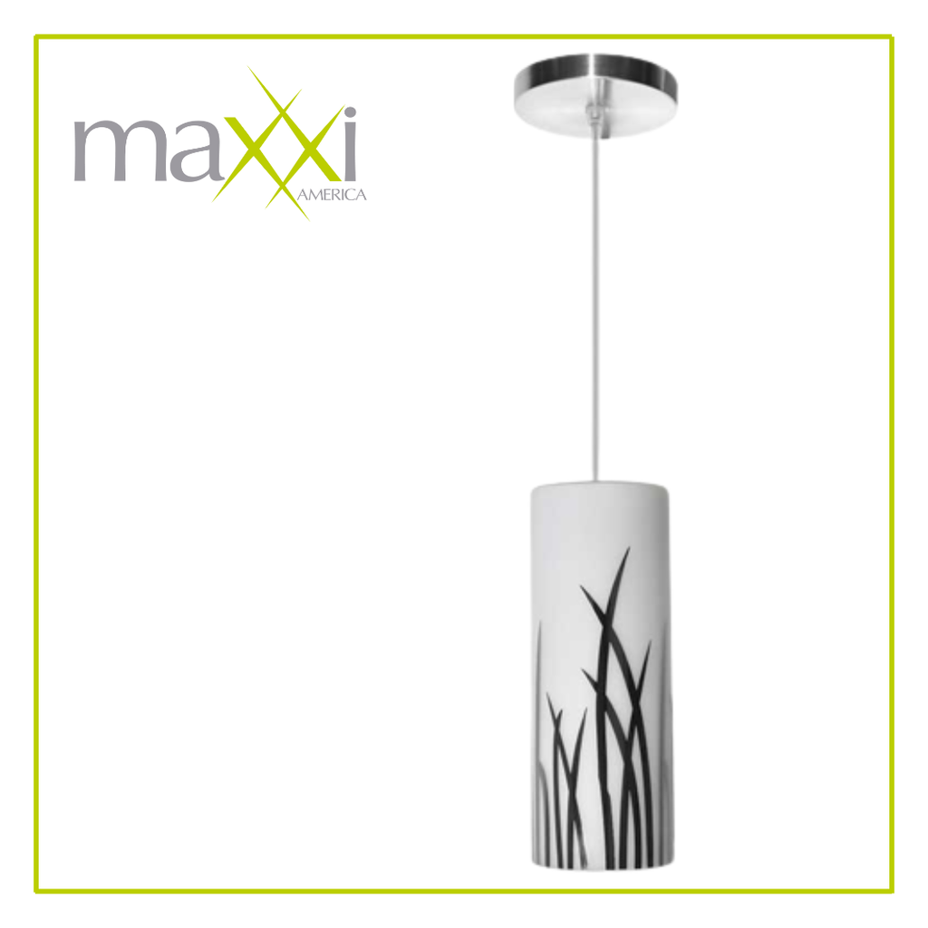 [MX-CL8009] MAX- VIDRIO SOPLADO BLANCO MATE DECORADO CROMADO LUMINARIO COLGANTE 1XE26