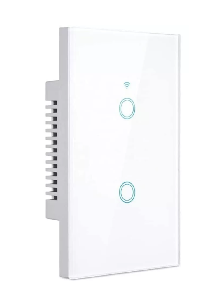AKS - PLACA INTERRUPTOR APAGADOR INTELIGENTE WIFI BLANCO, 2 APAGADORES