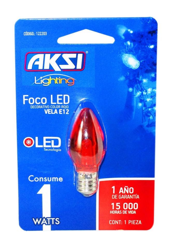 AKS- FOCO DECORATIVO LED VELA 1W COLOR ROJO E12