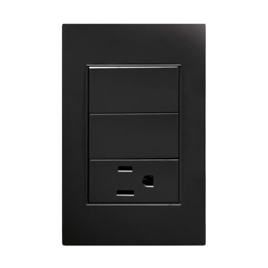 APL-306 PLACA CONTACTO SENCILLO Y 2 INTERRUPTORES 3 VIAS NEGRO
