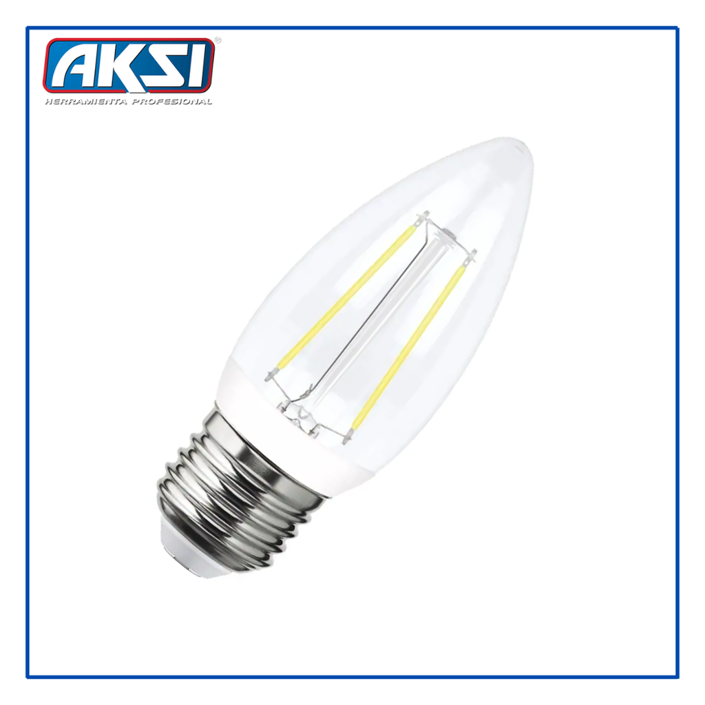 AKS- FOCO LED FILAMENTO VELA 4W LUZ CÁLIDA E12