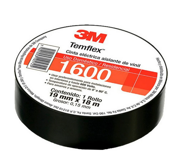 3M - CINTA ELÉCTRICA TEMFLEX 165 19mm x 18.3m NEGRO