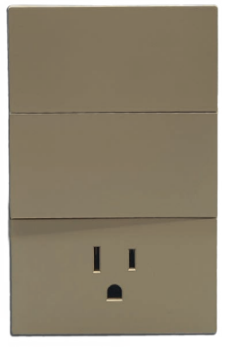 INN - PLACA LUXURY DE CONTACTO Y APAGADOR 2 INTERRUPTORES 3 VÍAS COLOR ORO