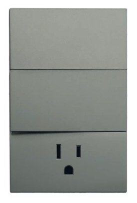 [APL-406] INN - PLACA LUXURY DE CONTACTO Y APAGADOR 2 INTERRUPTORES 3 VÍAS COLOR GRIS OXFORD