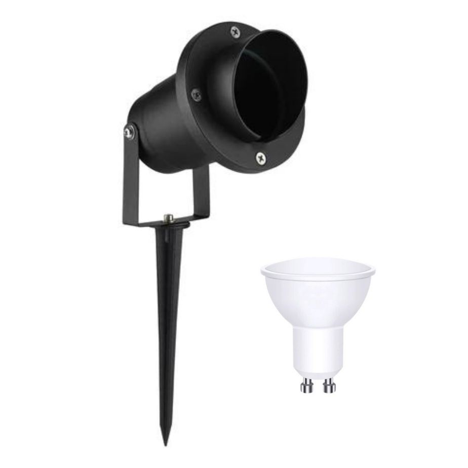 [ADE-302/121011] KIT- LUMINARIA DE JARDÍN ESTACA EXT GU10 C FOCO LED 5w ó 7w (Blanco Frio, 5w)