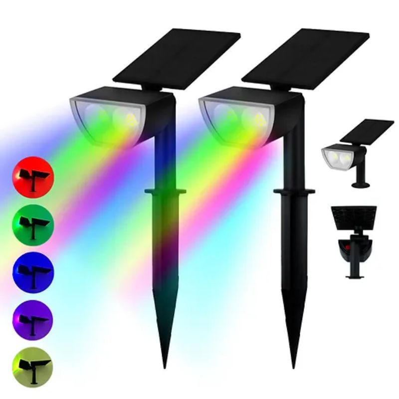 [LESRGB-050-PAR] GEO- LUMINARIO SOLAR ESTACA LED RGB  2 PIEZAS