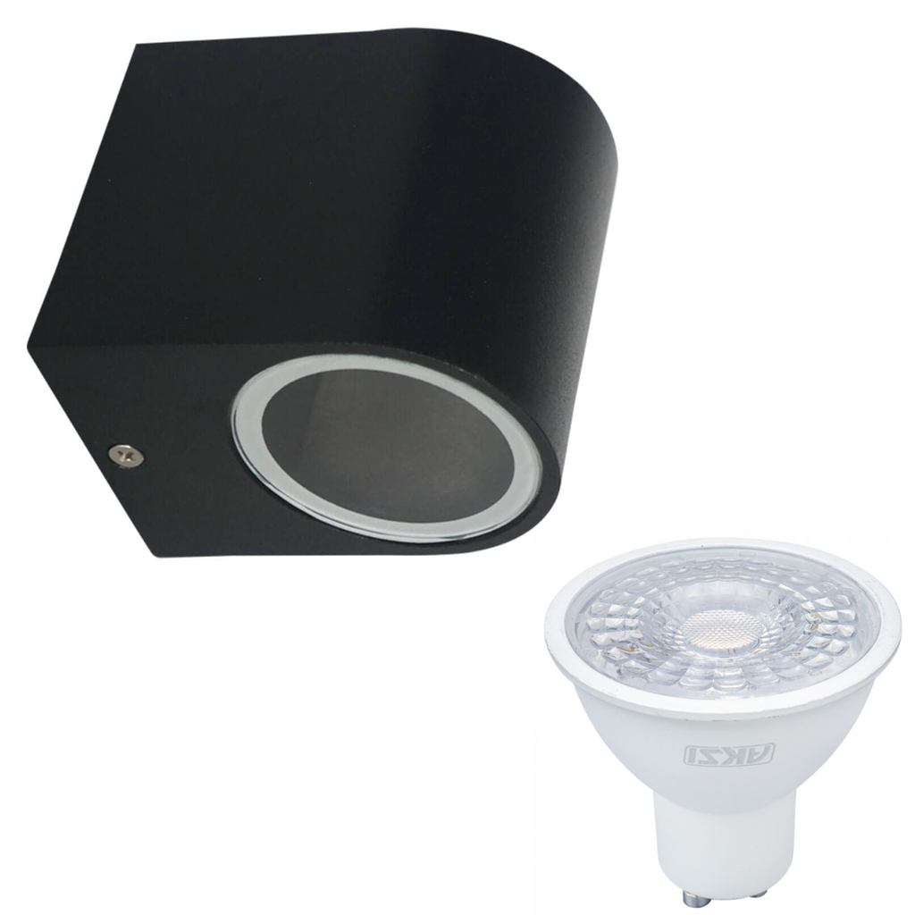 [ADE-003/121011] KIT - ARBOTANTE NEGRO PARED EXTERIOR CON FOCO LED ADE-003 5W o 7W (Blanco Frio, 5w)