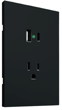INN - PLACA LUXURY DE CONTACTO DOS SALIDAS USB TIPO A Y TIPO C COLOR NEGRO