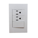 INN- PLACA DOS CONTACTOS Y UN APAGADOR DE 3 VÍAS POLICARBONATO BLANCO