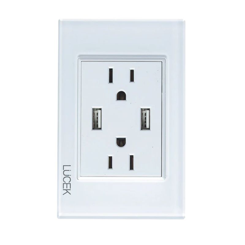 [PUSBC400-BL] LCK- 2 TOMAS DE USB A y C  Y 2 CONTACTO BLANCO