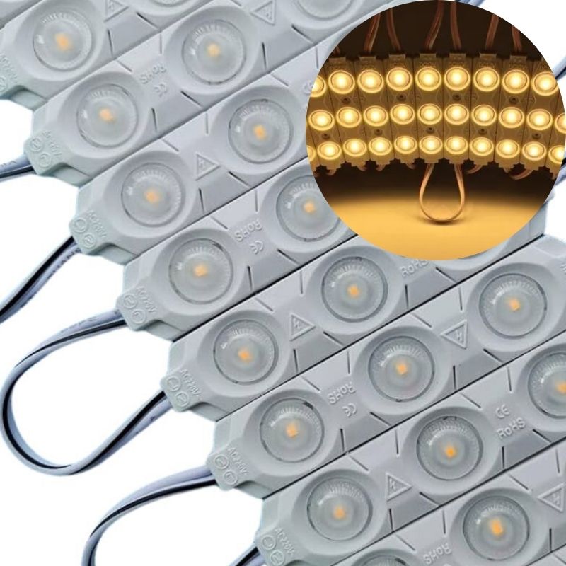 [ML3-110-BCx20] 20pz Módulos 3 Led P/ Exterior Con Lupa 110v Directo Blanco cálido