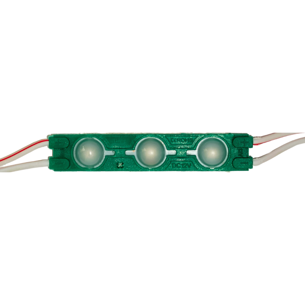 10pz MÓDULO 3 LEDS C/ LUPA 2835 12v VERDE