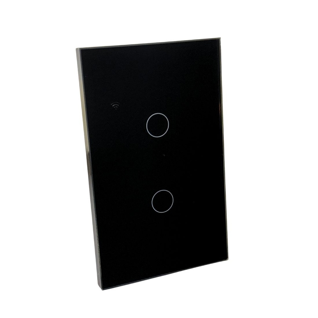 AKS - PLACA INTERRUPTOR APAGADOR INTELIGENTE WIFI, 2 APAGADORES NEGRO