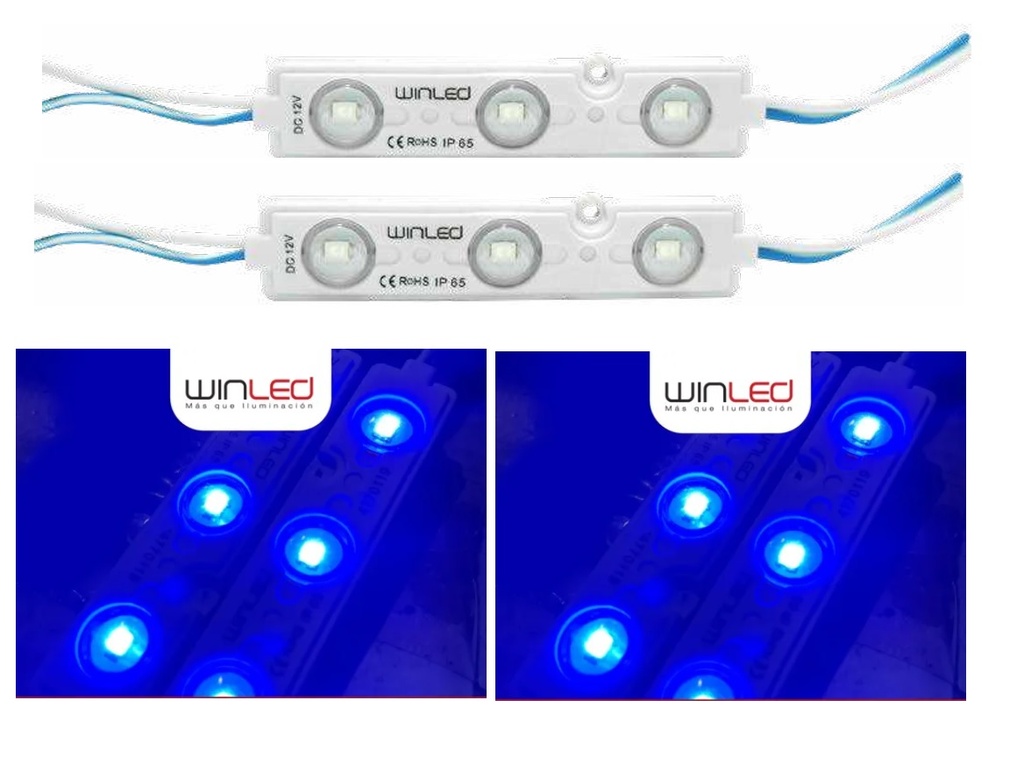 10pz - MÓDULOS DE 3 LED SMD 2835 12v EXTERIOR AZUL