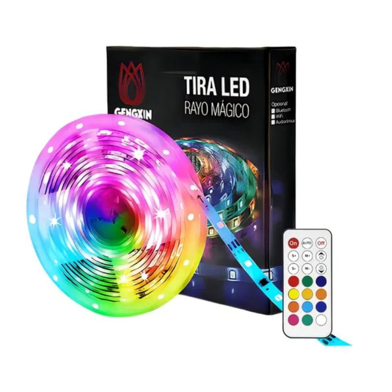 GX- TIRA LED RGB 60L/M 5M 5050 C/ REMOTO RAYO 12V