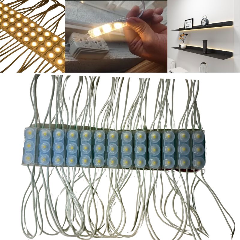 10pz MODULO LED MINI 110v 3 LEDS LUZ BLANCO CALIDO