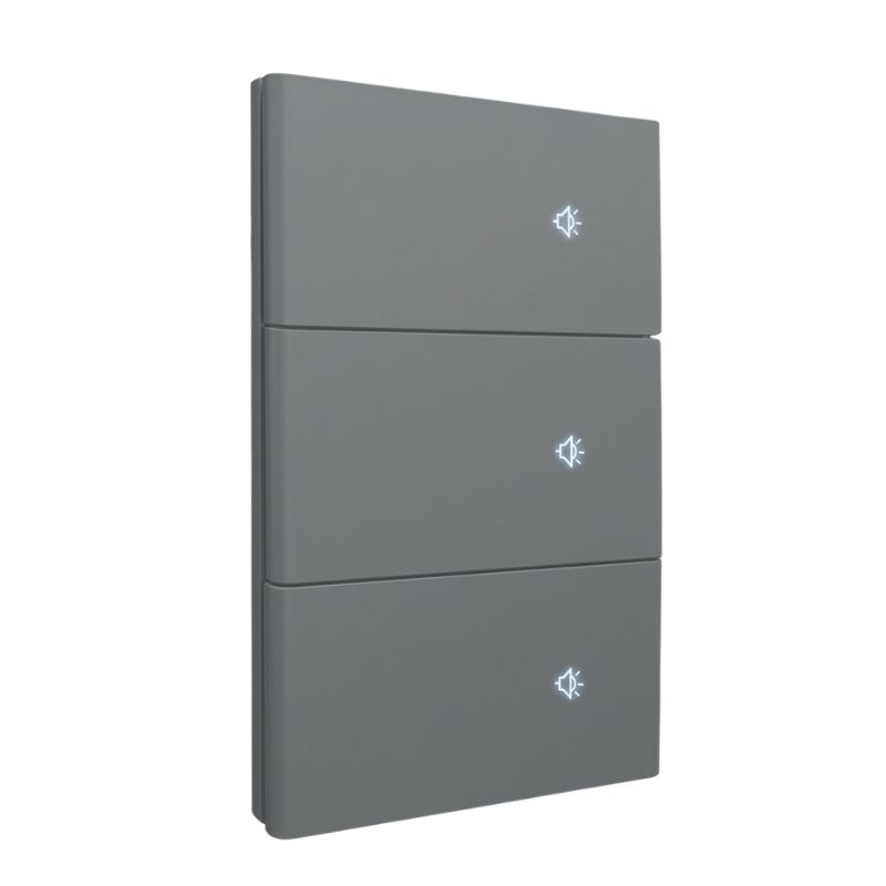 [APL-417] INN- PLACA LUXURY SMART WiFi BT APAGADOR DE 3 INTERRUPTORES GRIS OXFORD