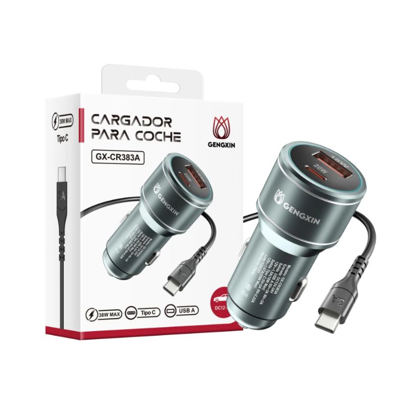 GX- CARGADOR COCHE-GX-CR383A GRIS METAL