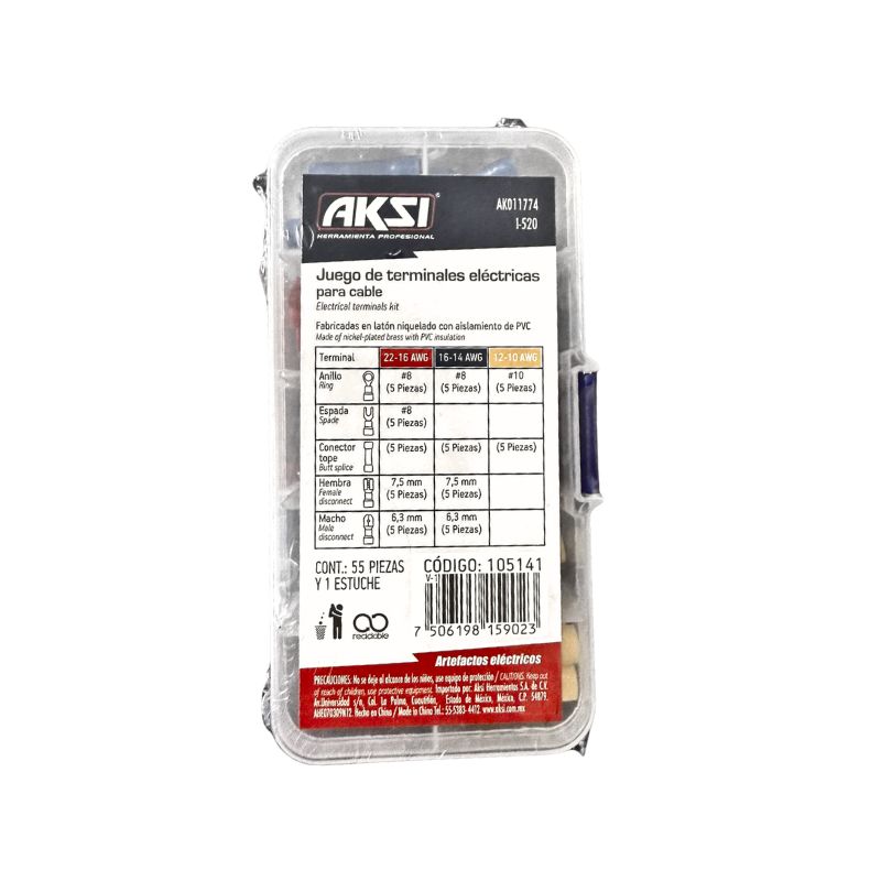 AKS - TERMINALES ELECTRICAS, KIT DE 55 pzs