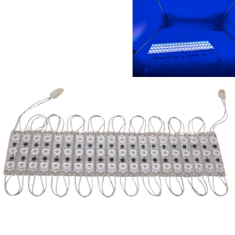 10pz Módulos Led C/ Lupa 110v Azul Transparente