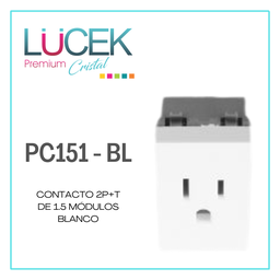 [PC151-BL] LCK- CONTACTO 2P+T DE 1.5 MÓDULOS BLANCO