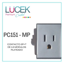 [PC151-MP] LCK- CONTACTO DE 2P+T DE 1.5 MÓDULOS PLATEADO