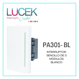 [PA301-BL] LCK- INTERRUPTOR SENCILLO DE 3 MÓDULOS BLANCO