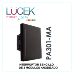 [PA301-MA] LCK- INTERRUPTOR SENCILLO DE 3 MÓDULOS ANODIZADO